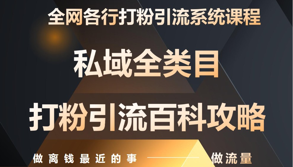 月入9万：全网唯一私域打粉引流神课，零基础手把手带你引流变现-3YVIP资源库