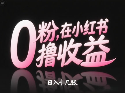 0粉在小红书撸收益，日入几张-3YVIP资源库