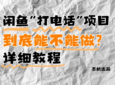 闲鱼新风口！手把手教你靠’打电话’月入5K+(附避坑指南)小白看完立马上手！-3YVIP资源库
