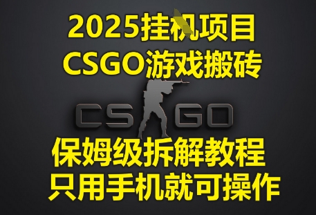 2025挂G项目，CSGO游戏搬砖，保姆级拆解教程，只用手机就可操作【揭秘】-3YVIP资源库