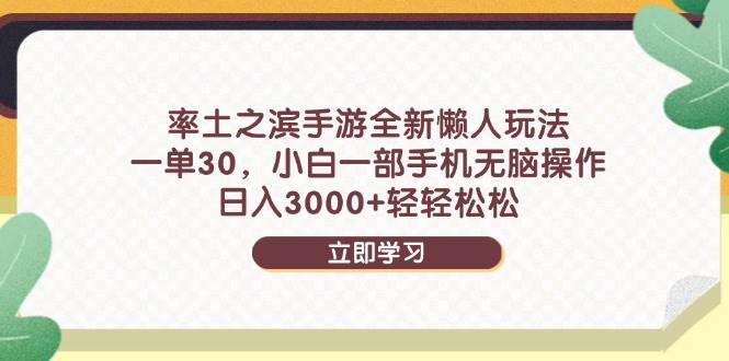 （14716期）率土之滨手游全新懒人玩法，一单30，小白一部手机无脑操作，日入3000+…-3YVIP资源库