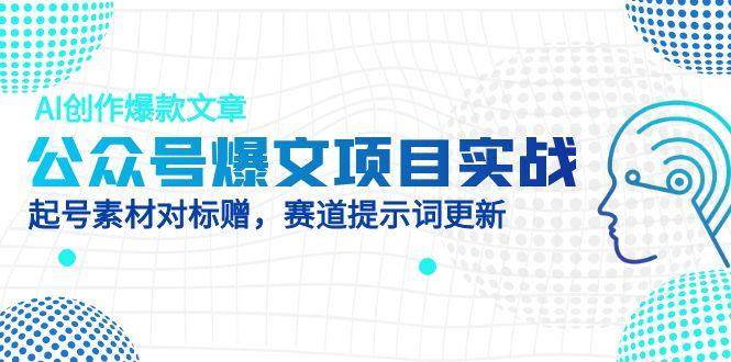 公众号爆文项目实战，AI创作爆款文章，起号素材对标赠（附赛道AI提示词）-3YVIP资源库