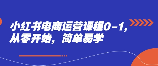 小红书电商运营课程0-1，从零开始，简单易学-3YVIP资源库