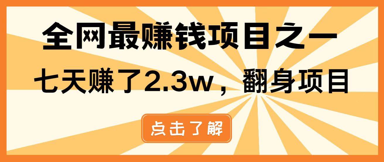 （14723期）暴利项目，每天被动收益1500+，长期管道收益！0成本自己做老板！-3YVIP资源库