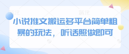 小说推文搬运多平台简单粗暴的玩法，听话照做即可-3YVIP资源库