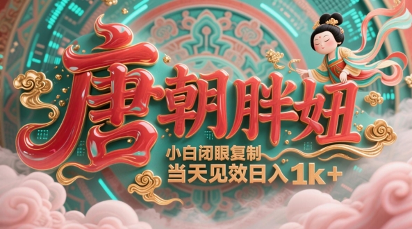 用AI克隆“唐朝胖妞”日更3条，平台疯狂推流，小白闭眼复制，当天见效，日入1k+-3YVIP资源库