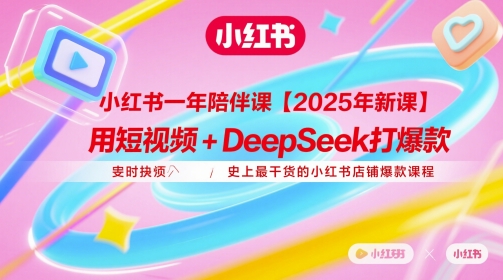 小红书一年陪伴课【2025年新课】，用短视频+deepSeek打爆款，史上最干货的小红书店铺爆款课程-3YVIP资源库