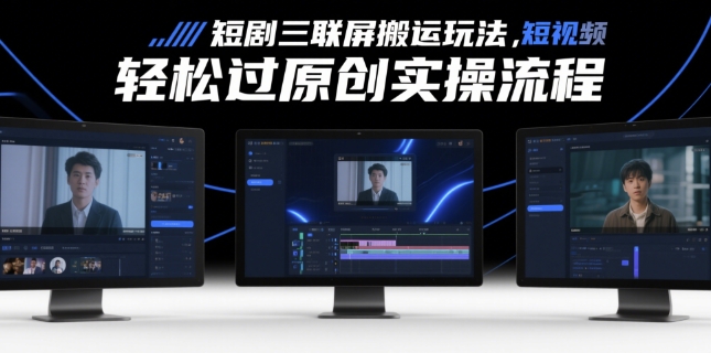 短剧三联屏搬运玩法，短剧搬运轻松过原创实操流程-3YVIP资源库