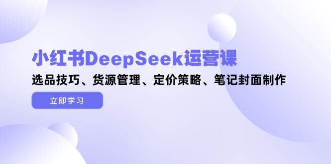小红书DeepSeek运营课，选品技巧、货源管理、定价策略、笔记封面制作-3YVIP资源库