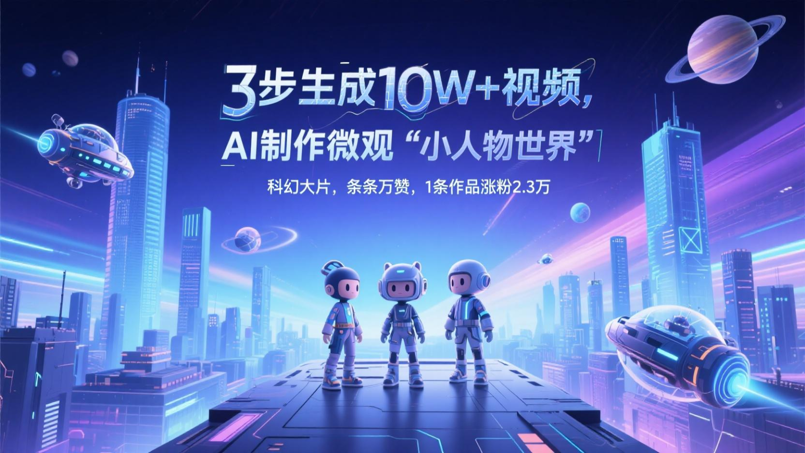 三步生成10W+视频，AI制作微观“小人物世界”科幻大片，条条万赞，1条作品涨粉2.3万-3YVIP资源库