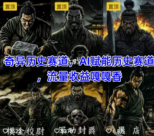 抖音奇异历史赛道，AI赋能历史赛道，流量收益嘎嘎香，狂撸伙伴计划-3YVIP资源库