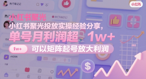 小红书聚光投放实操经验分享，单号月利润超1w+，可以矩阵起号放大利润-3YVIP资源库