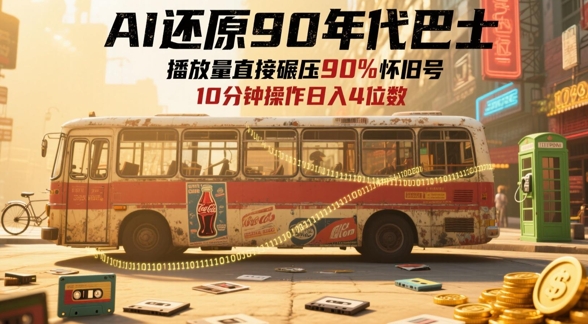 AI还原90年代巴士，一帧就让70后泪崩，播放量直接碾压90%怀旧号，每天操作十分钟，日入四位数-3YVIP资源库