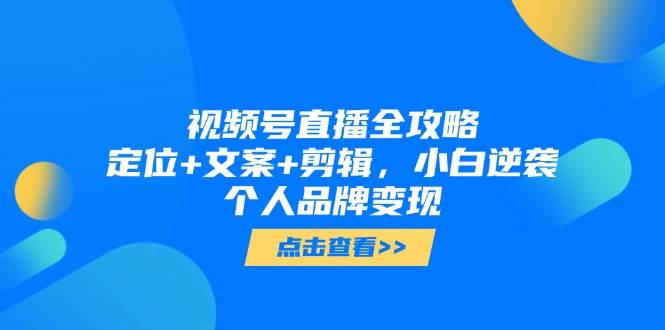 （14819期）视频号直播全攻略，定位+文案+剪辑，小白逆袭个人品牌变现-3YVIP资源库