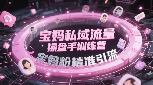 宝妈私域流量操盘手训练营，宝妈粉精准引流-3YVIP资源库