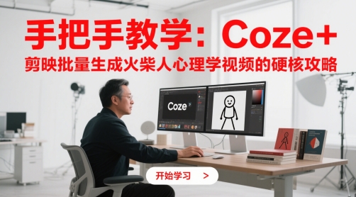 手把手教学：Coze + 剪映批量生成火柴人心理学视频的硬核攻略-3YVIP资源库
