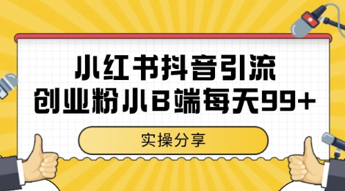 小红书抖音创业粉，小B端粉自热，日引99+的一个玩法【揭秘】-3YVIP资源库
