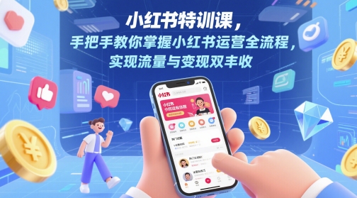 小红书特训课，手把手教你掌握小红书运营全流程，实现流量与变现双丰收-3YVIP资源库