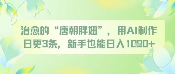 治愈的“唐朝胖妞”，用AI制作日更3条，新手也能日入多张-3YVIP资源库