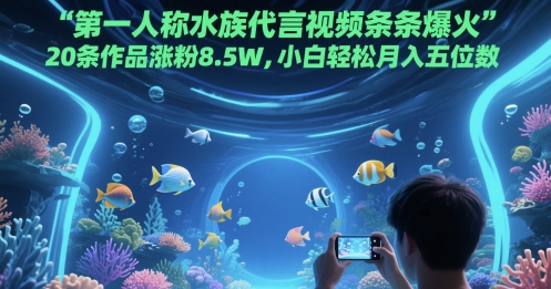 第一人称水族代言视频条条爆火，20条作品涨粉8.5W，小白轻松月入五位数-3YVIP资源库
