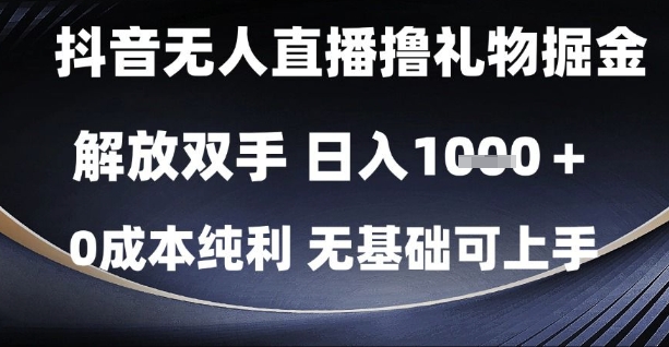 抖音无人直播撸礼物掘金，解放双手，日入1k，0成本纯利，无基础可上手【揭秘】-3YVIP资源库