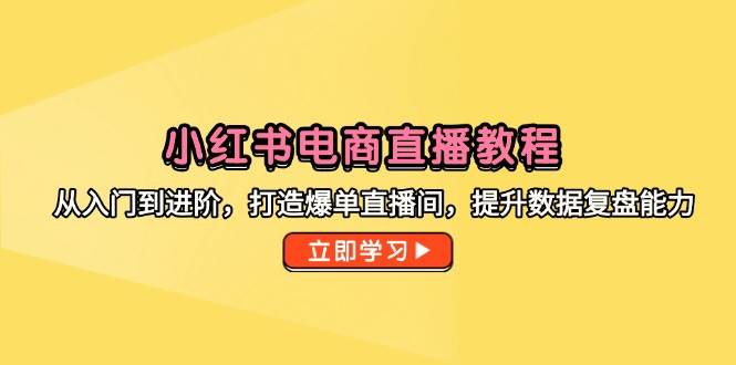 （14873期）小红书电商直播教程，从入门到进阶，打造爆单直播间，提升数据复盘能力-3YVIP资源库