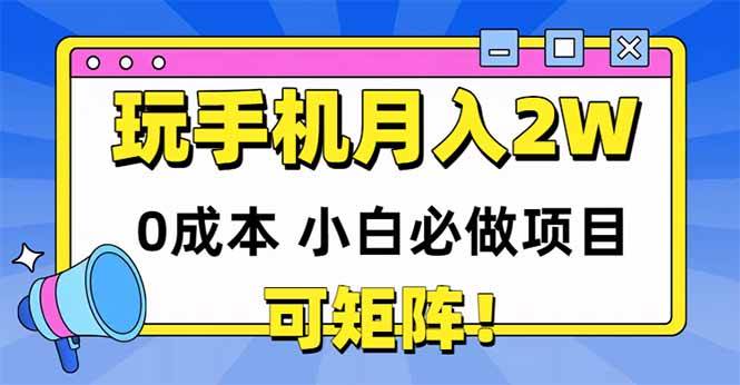 （14879期）玩玩手机月入20000+，0成本小白必做项目，可矩阵-3YVIP资源库