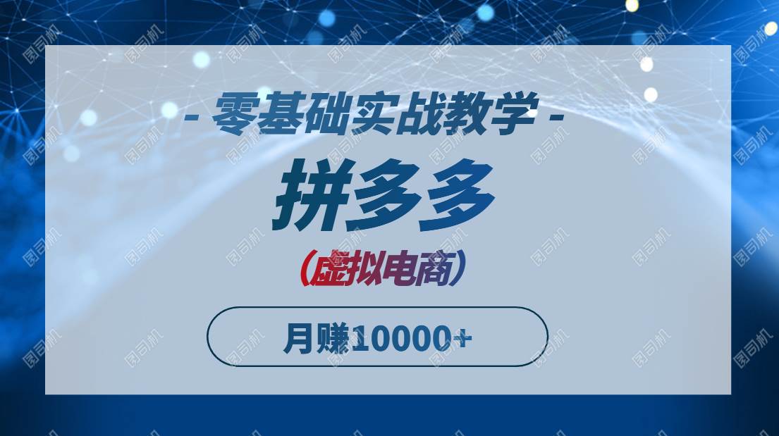 （14880期）拼多多虚拟电商，零基础实战教学，快速打爆商品，新手也能月入10000+-3YVIP资源库