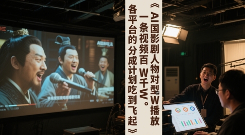 AI三国影视剧人物对口型唱歌玩法，一条视频百W千W播放，各平台的分成计划吃到飞起-3YVIP资源库