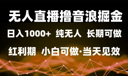 无人直播撸音浪掘金，日入1k+，纯无人红利期，小白可做，当天见效【揭秘】-3YVIP资源库