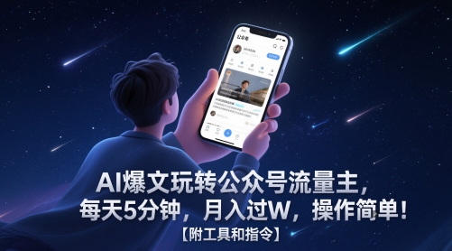 AI爆文玩转公众号流量主，每天5分钟，月入过W，操作简单！【附工具和指令】-3YVIP资源库