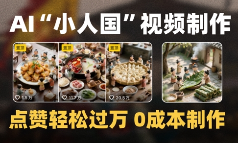 爆款1000W+播放微缩景观迷你小人国AI视频0成本制作全流程教学-3YVIP资源库