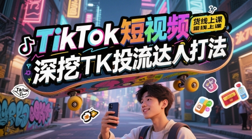 TikTok短视频带货线上课，深挖TK投流达人打法-3YVIP资源库