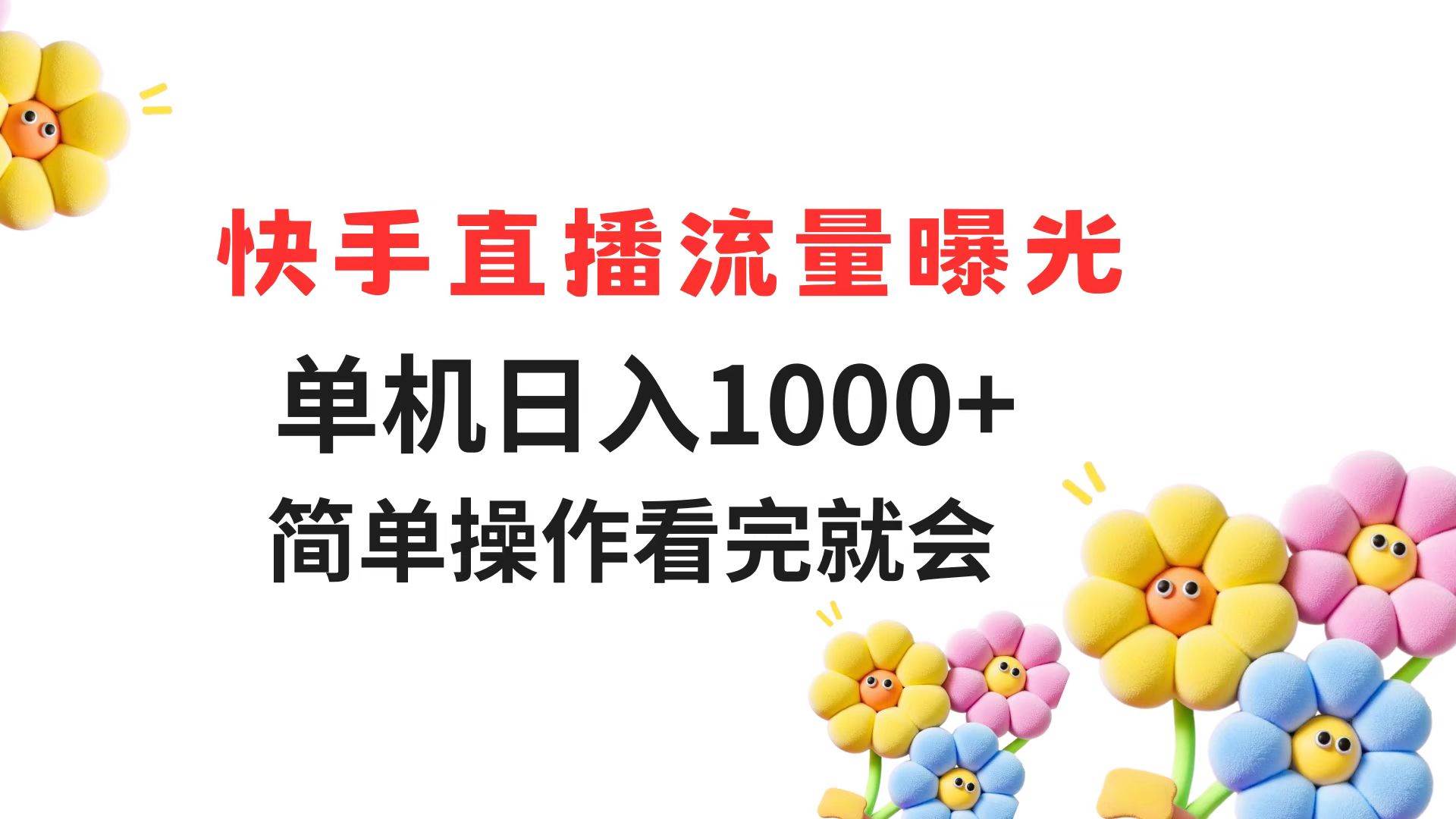 （14931期）快手直播流量曝光 单机日入1000+ 简单操作 看完就会-3YVIP资源库