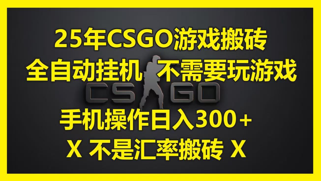 25年CSGO游戏搬砖，全自动挂机，不需要玩游戏，手机操作日入300+。(不是汇率搬砖)-3YVIP资源库