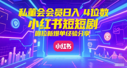 私董会会员日入4位数小红书红果短剧拉新爆单经验分享-3YVIP资源库