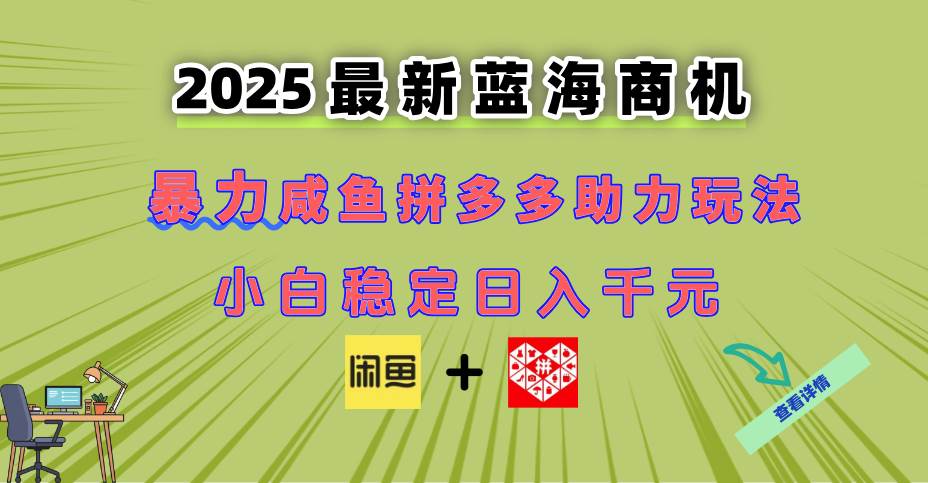 （14942期）最新闲鱼拼多多助力玩法 当下的蓝海商机 新手小白也能轻松操作 实现日…-3YVIP资源库