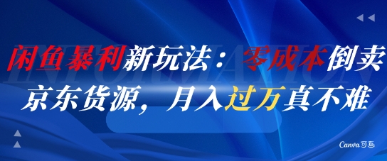 闲鱼暴利新玩法：零成本倒卖京东货源，月入过1W真不难-3YVIP资源库