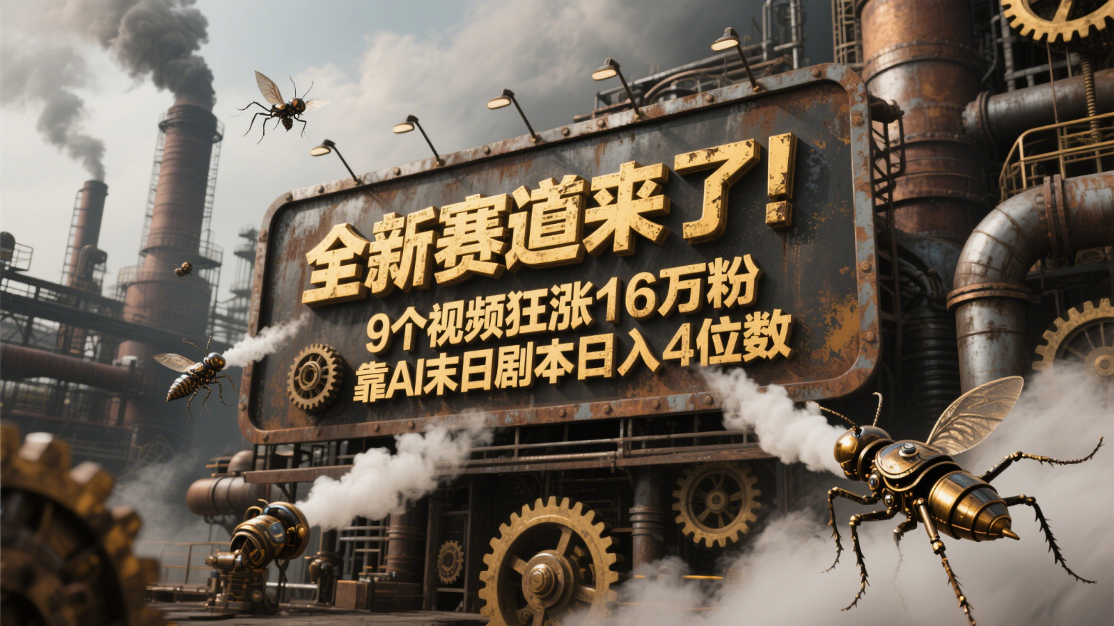 全新赛道来了！9个视频狂涨16万粉，靠AI末日剧本日入4位数，评论区爆肝追更！-3YVIP资源库