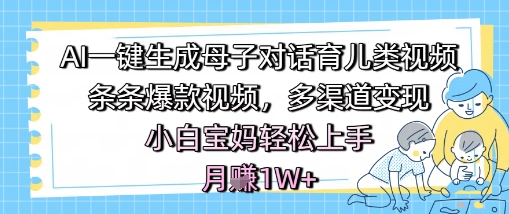 AI一键生成母子对话育儿类视频，条条爆款视频，多渠道变现，小白宝妈轻松上手，月入1W+-3YVIP资源库