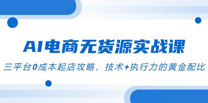 （14982期）AI电商无货源实战课，三平台0成本起店攻略，技术+执行力的黄金配比-3YVIP资源库