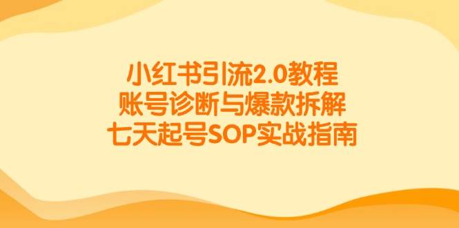 （14981期）小红书引流2.0教程，账号诊断与爆款拆解，七天起号SOP实战指南-3YVIP资源库