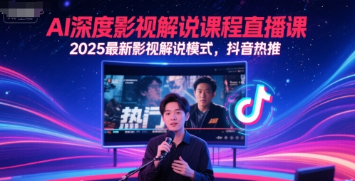 AI深度影视解说课程直播课，2025最新影视解说模式，抖音热推-3YVIP资源库