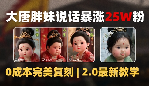 AI大唐胖贵妃说话2.0，40条视频暴涨40w粉，附独家变现攻略-3YVIP资源库