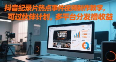 抖音纪录片热点事件视频制作教学，可过伙伴计划，多平台分发撸收益-3YVIP资源库