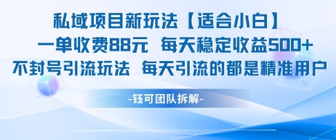 私域项目新玩法【适合小白】 一单收费88.每天稳定收益几张-3YVIP资源库