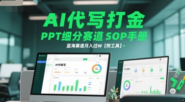 AI代写打金，PPT细分赛道SOP手册，蓝海赛道月入过W【附工具】-3YVIP资源库