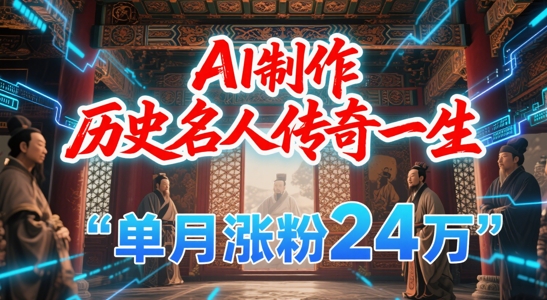暴力起号！用AI制作历史名人传奇一生，单月涨粉24W，涨粉+变现赛道黑马来了-3YVIP资源库