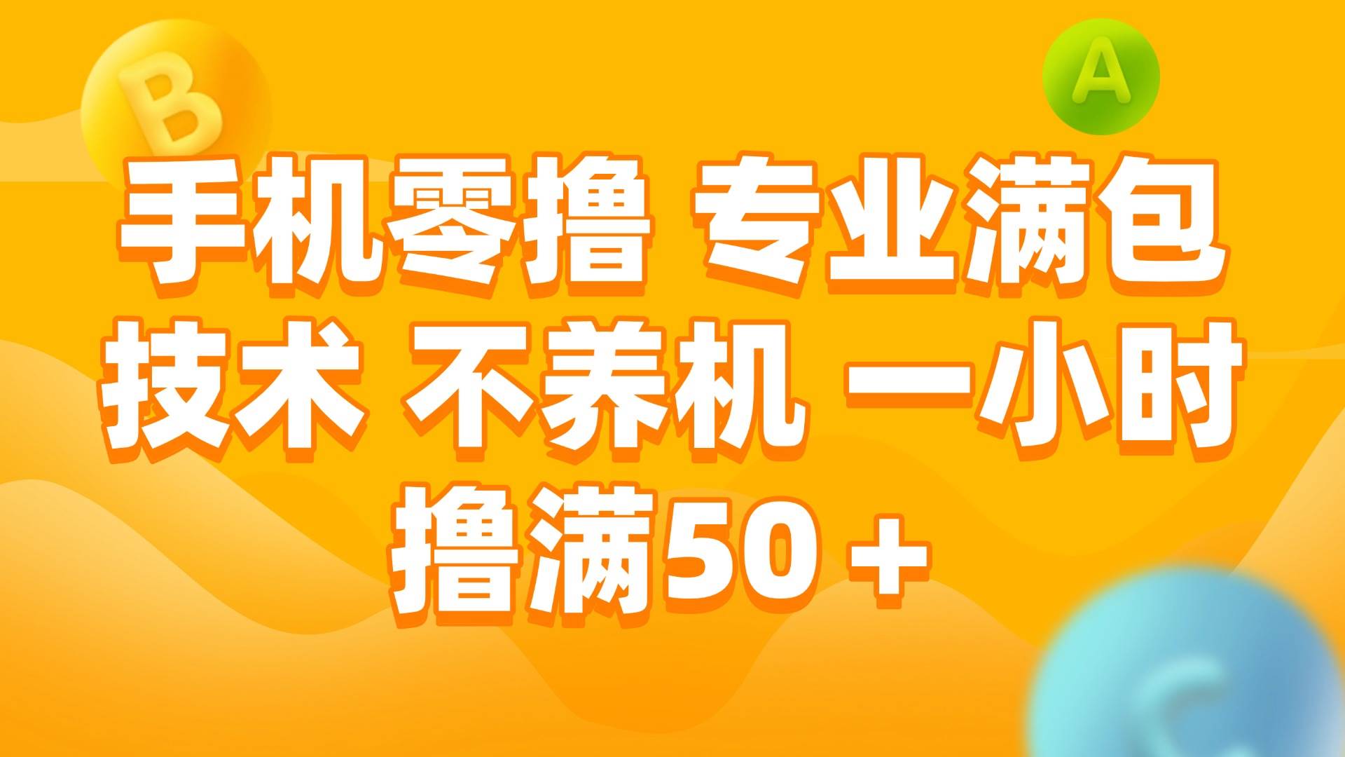 （15059期）手机零撸 专业满包技术 不养机 一小时撸满50+-3YVIP资源库