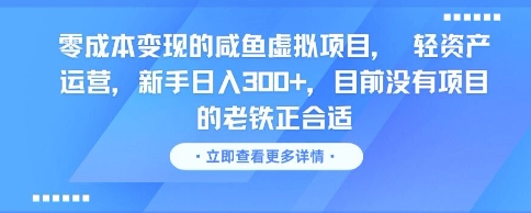 零成本变现的咸鱼虚拟项目， 轻资产运营，新手日入3张+，目前没有项目的老铁正合适-3YVIP资源库